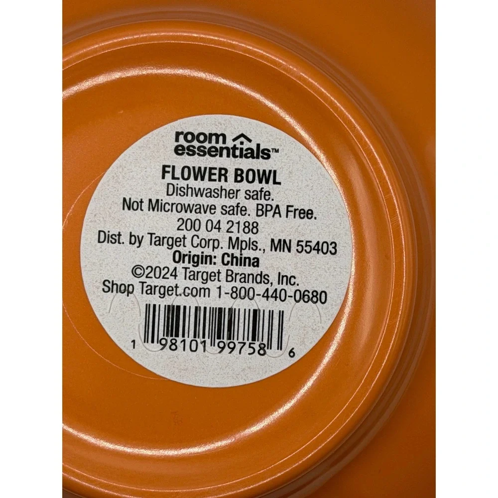 Room Essentials Set of 4 Orange Flower Bowls Scalloped Petal Yellow Center NEW - Picture 5 of 5
